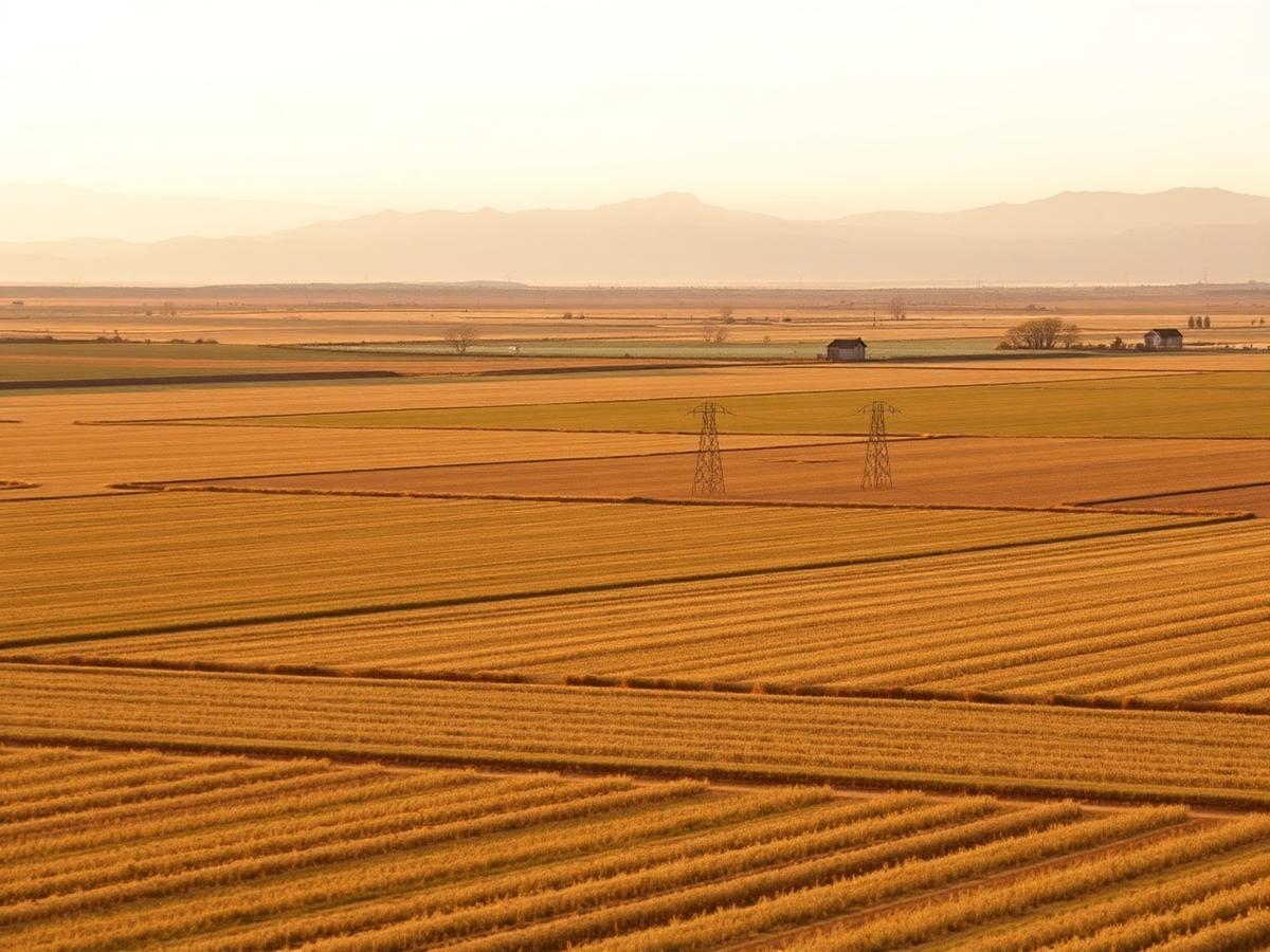 Open Idaho farmland near Kuna with distant mountains in golden morning light